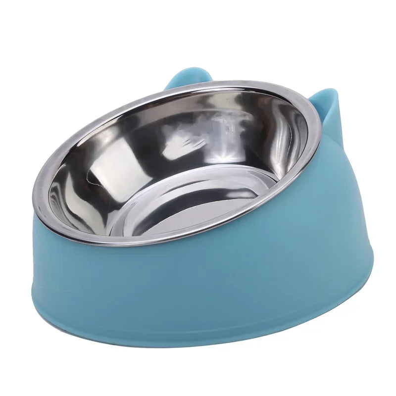 Non-Slip Cat Bowl with Stainless Steel Insert – Cute Ear Design-My Little Pet