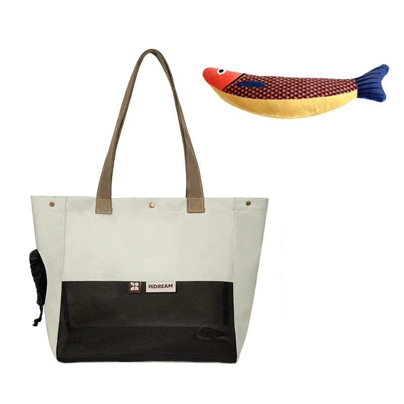 Portable Canvas Cat Carrier Bag - Shoulder Sling Travel Handbag for Pets-My Little Pet