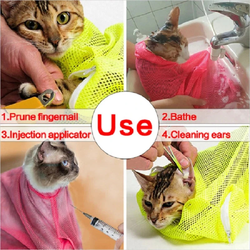 Adjustable Mesh Grooming and Bathing Bag for Cats and Small Dogs-My Little Pet
