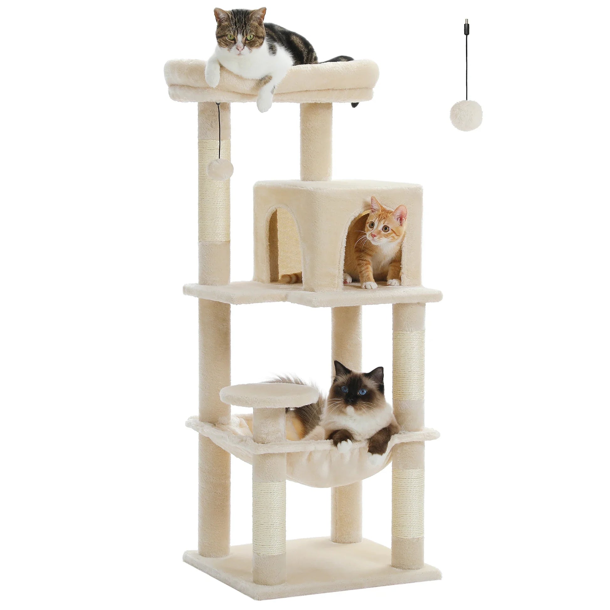 5-Level Indoor Cat Tree with Metal Frame and Top Perch-My Little Pet
