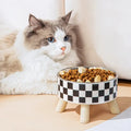 Elevated Stainless Steel Pet Bowl – Stylish Checkered Design-My Little Pet