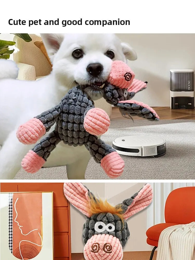 Durable Donkey-Shaped Dog Toy with Squeaker for Dental Health and Interactive Play-My Little Pet