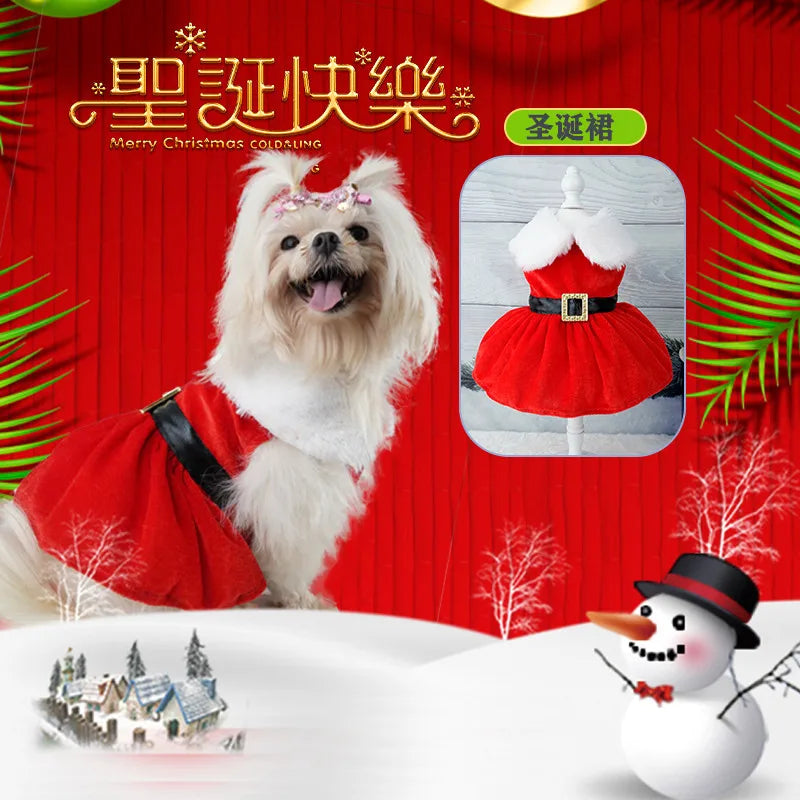 Festive Christmas Dress for Small Dogs and Cats-My Little Pet