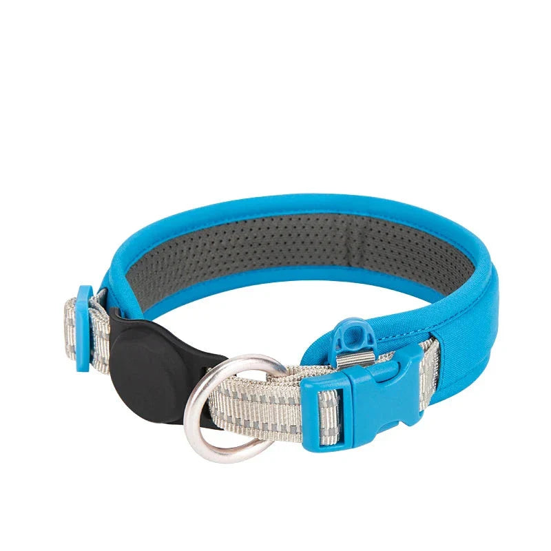Adjustable Reflective Nylon Dog Collar with AirTag Holder-My Little Pet