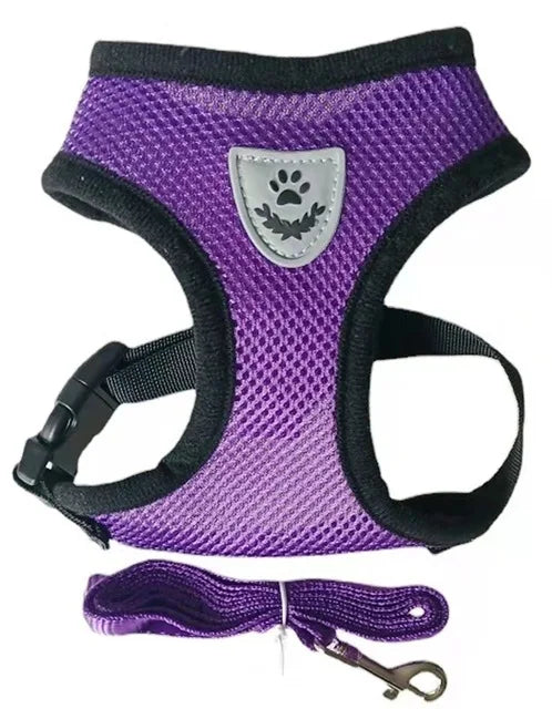 Adjustable Cat and Dog Harness with Leash – Breathable Reflective Mesh Vest-My Little Pet