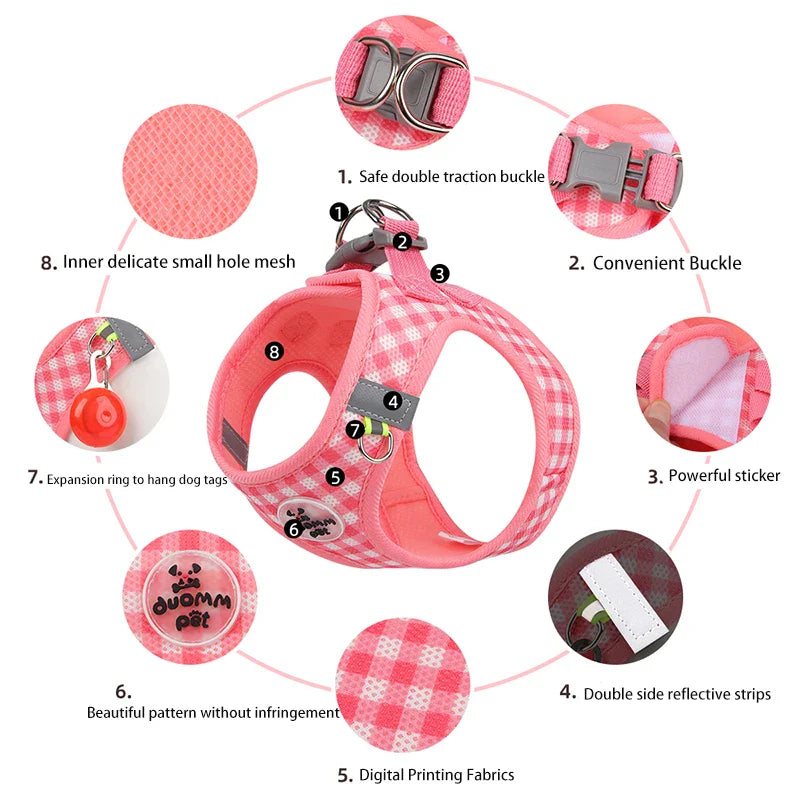 Comfortable Reflective Pet Harness and Leash Set for Small to Medium Dogs and Cats-My Little Pet
