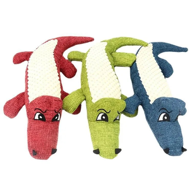 New Plush Crocodile Dog Toy – Sound-Making Corn Velvet Chew Toy for Dental Health-My Little Pet