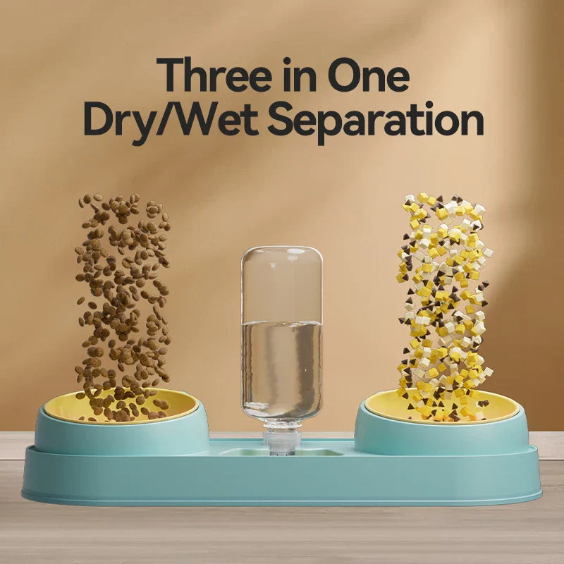 3-in-1 Cat Feeding Station with Automatic Water Dispenser-My Little Pet