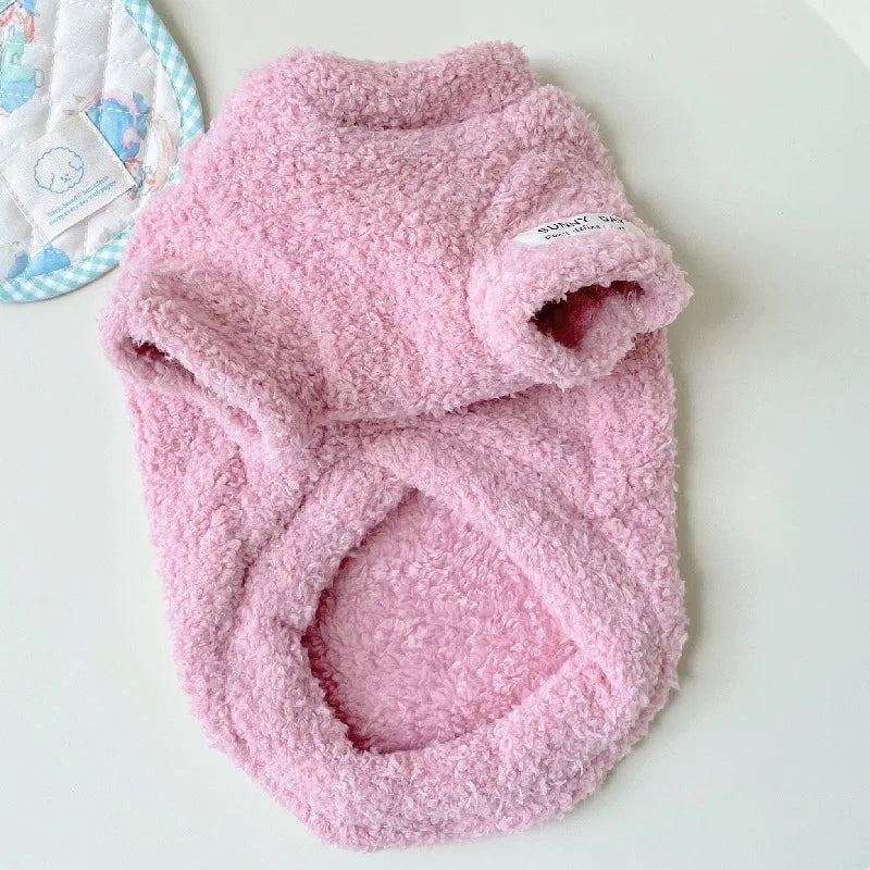 Cozy Winter Sweater for Small to Medium Dogs - Solid Color, Cotton-My Little Pet