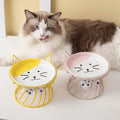 Elevated Ceramic Cat Bowl with High-Foot Design and Neck Guard-My Little Pet