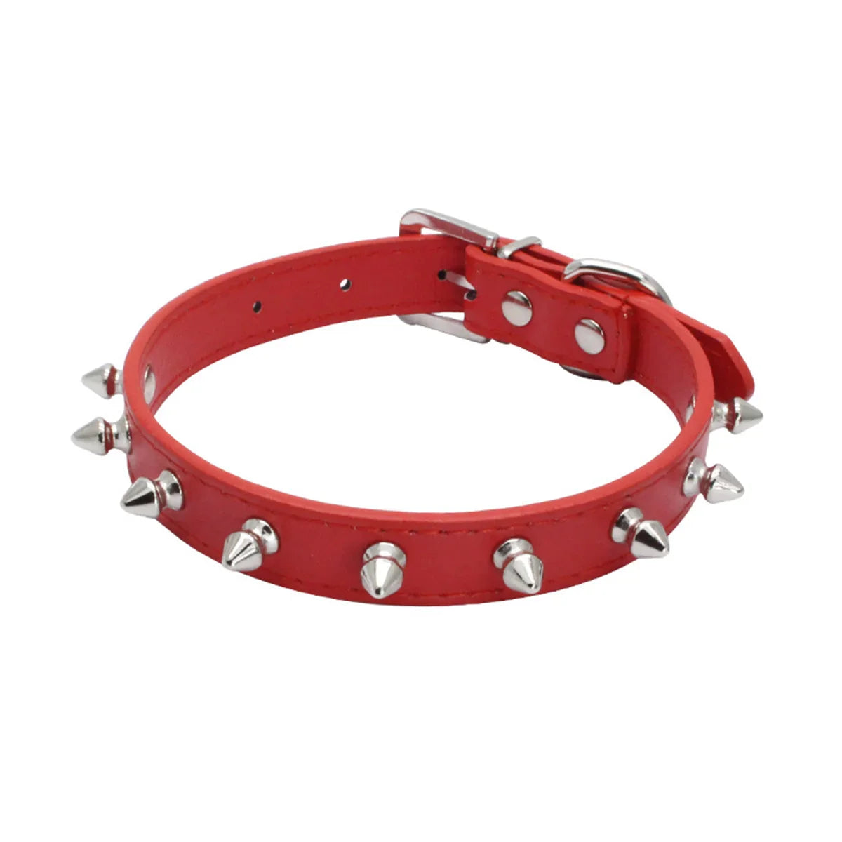 Adjustable PU Leather Spiked Pet Collar - Punk Rivet Design for Cats & Small Dogs-My Little Pet