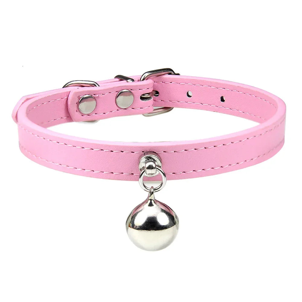 Customizable PU Leather Cat Collar with Bell and Engraving Options-My Little Pet