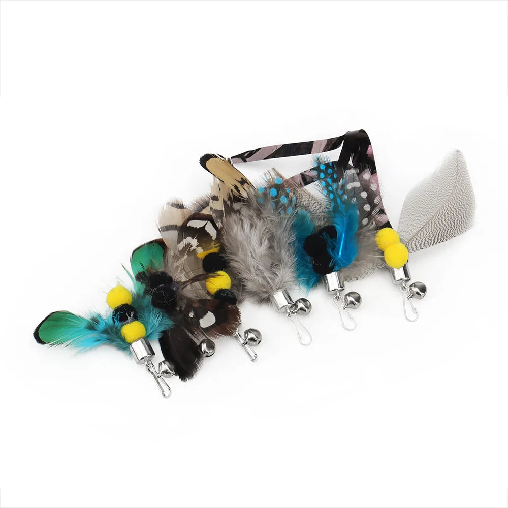 6-Piece Mixed Simulation Insect Cat Teaser Toy Set with Feather Replacements-My Little Pet