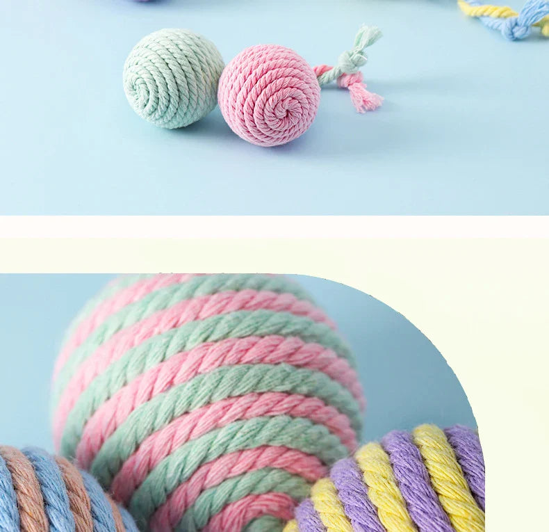 Colorful Cotton Rope Ball Toy for Cats and Dogs-My Little Pet