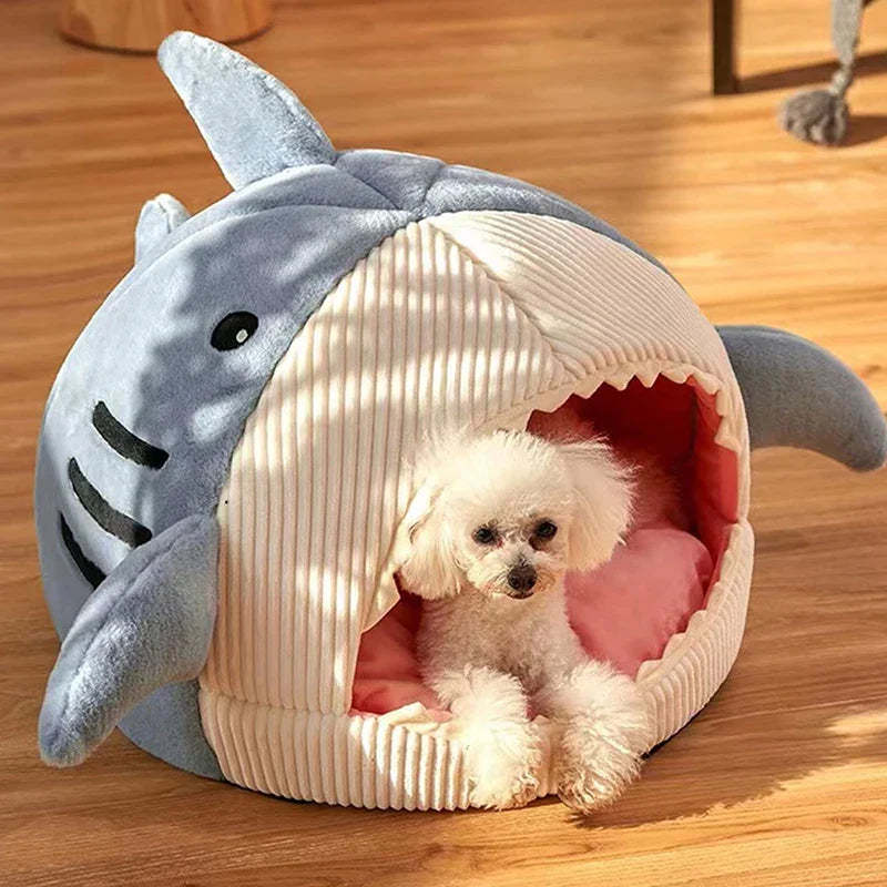 Warm Cat Beds - Cartoon Shark Pet Cave, Sweet Kittens Basket Cushion, Cat Pillow Mat Tent-My Little Pet