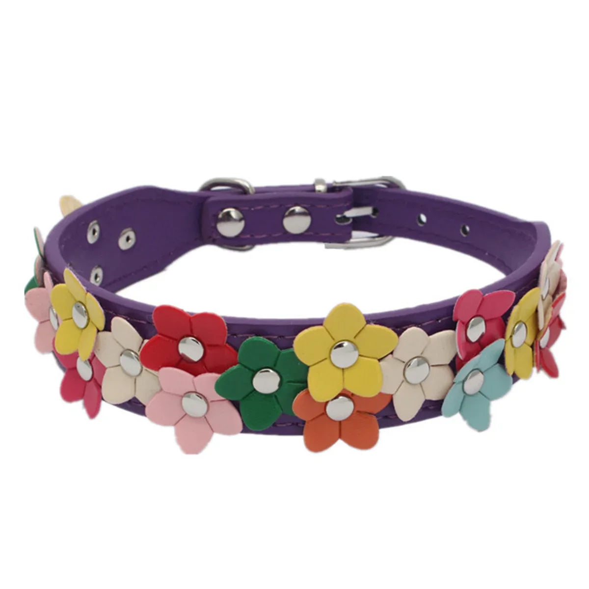 Floral Faux Leather Pet Collar for Dogs and Cats-My Little Pet