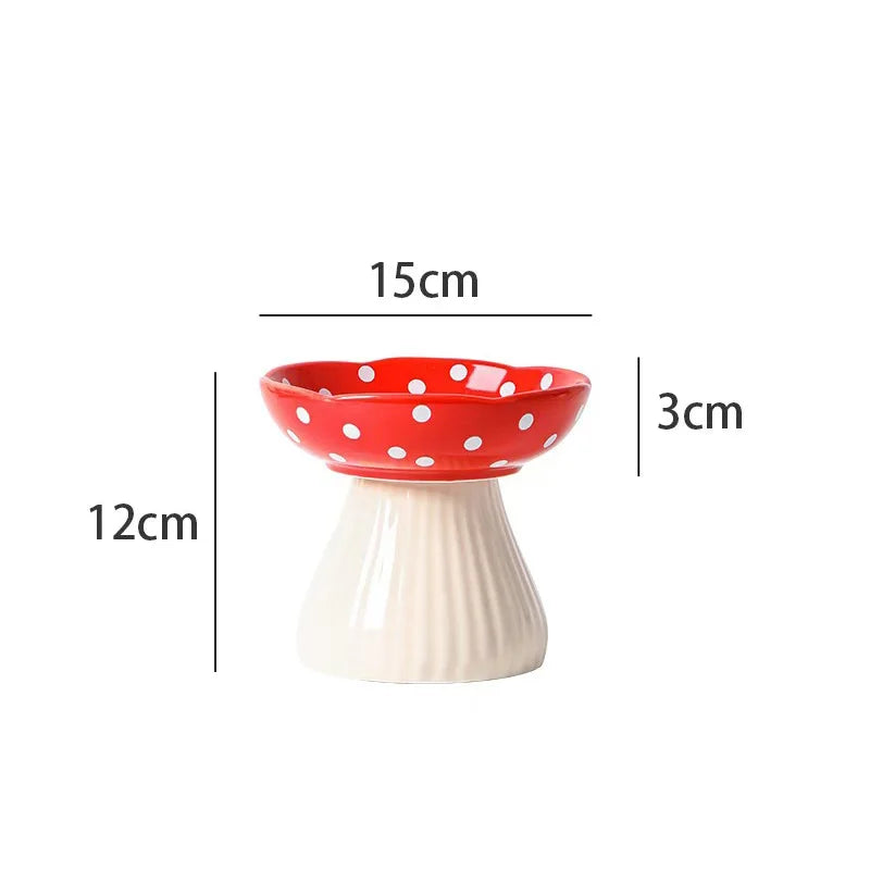 Ceramic Mushroom Cat Bowl - Creative Pet Feeder-My Little Pet