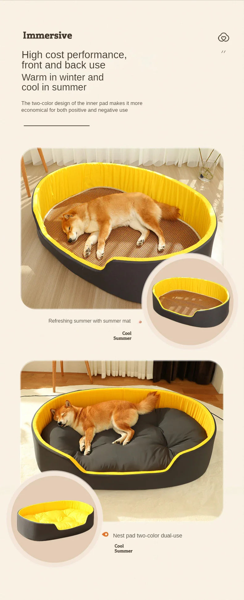 Comfortable Pet Bed for All Seasons - Ideal for Dogs and Cats-My Little Pet