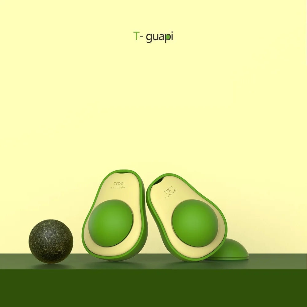 Avocado-Shaped Catnip Toy with Wooden Features for Dental Health-My Little Pet