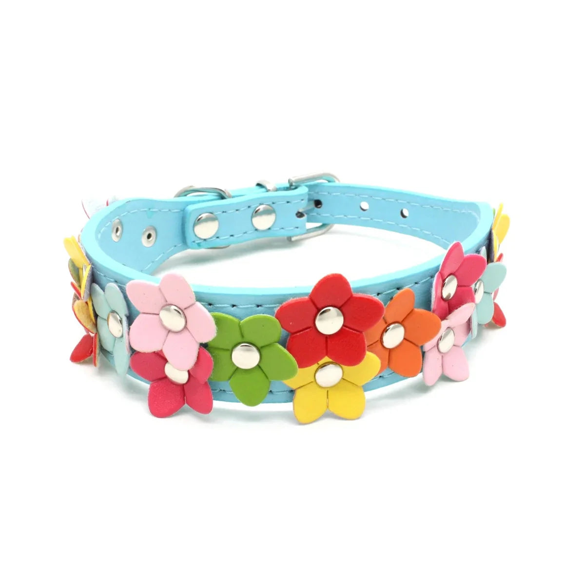 Floral Faux Leather Pet Collar for Dogs and Cats-My Little Pet