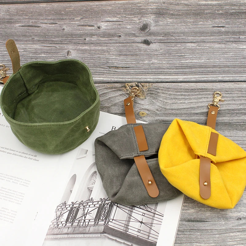 Foldable Canvas Dog Bowl for Travel - Large Capacity-My Little Pet