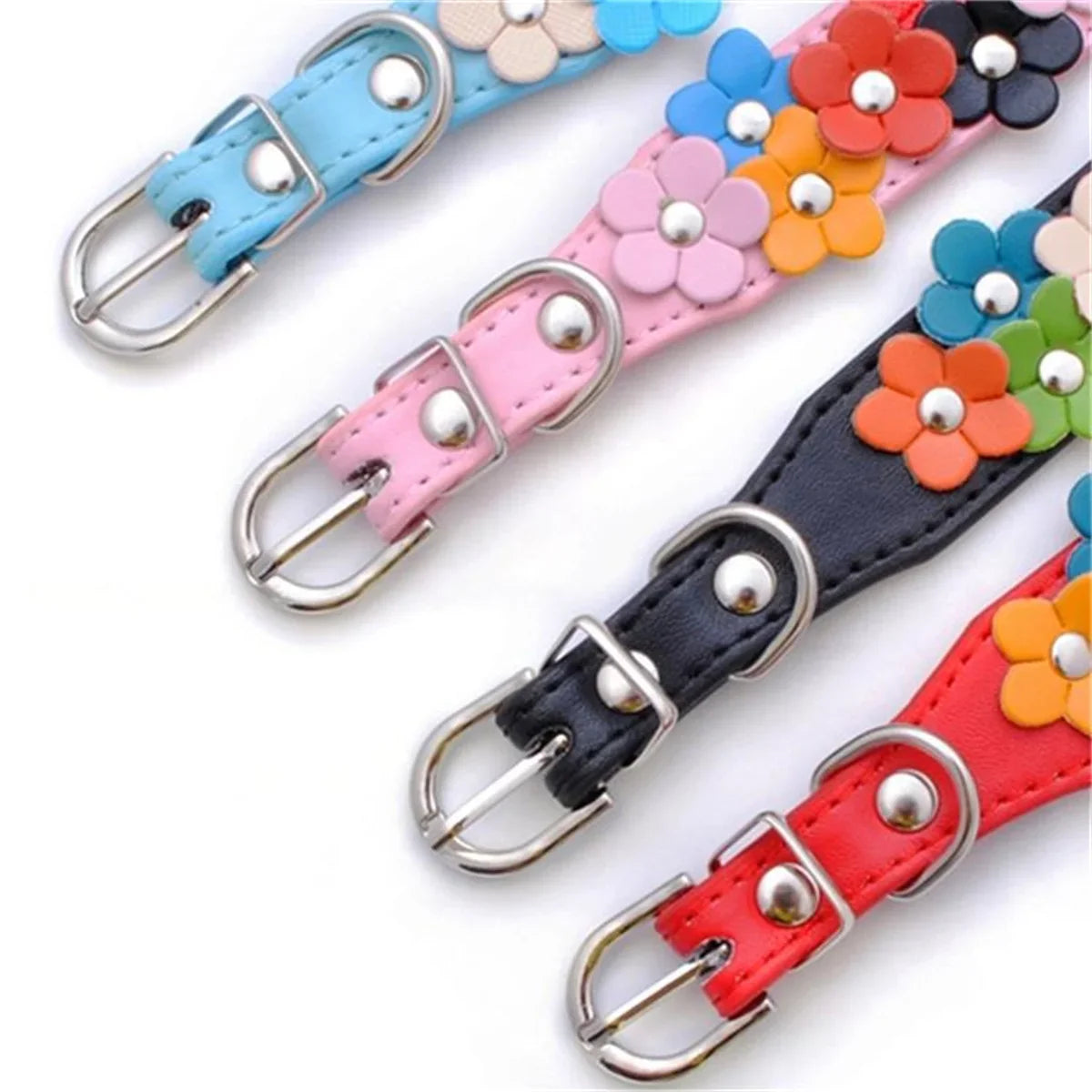 Floral Faux Leather Pet Collar for Dogs and Cats-My Little Pet
