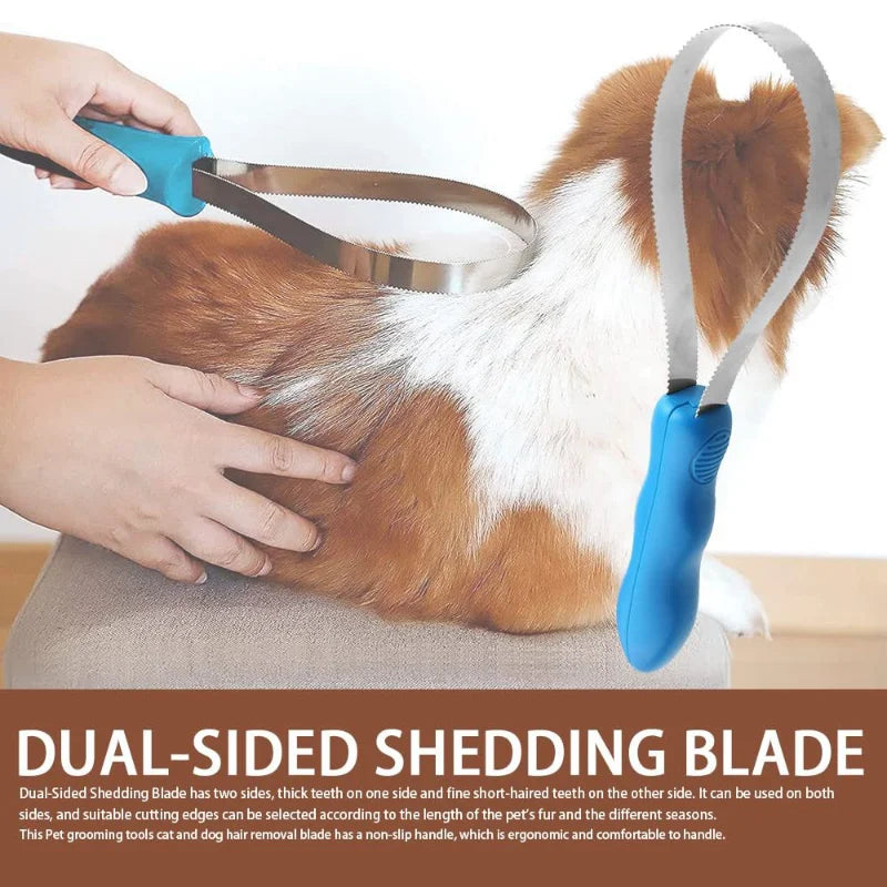 Dual-Sided Dog and Horse Grooming Blade - Stainless Steel Shedding Brush-My Little Pet