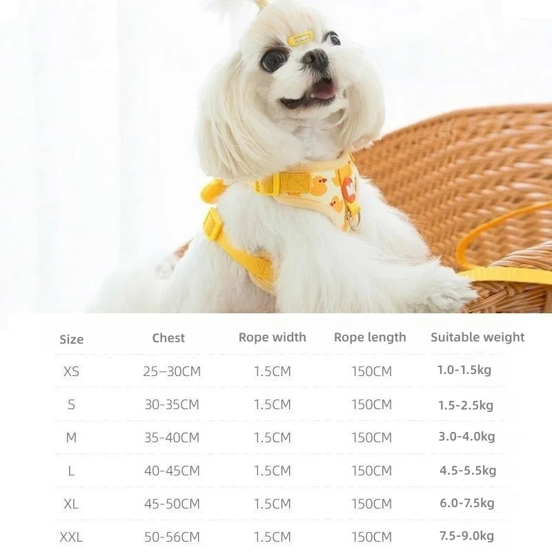 Adjustable Cartoon Duck Pet Harness and Leash Set for Small to Medium Dogs and Cats-My Little Pet
