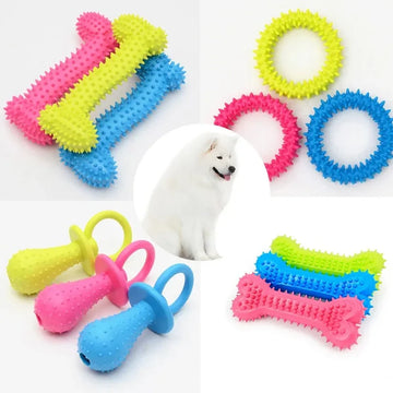 Durable Rubber Chew Toy for Small Dogs - Teeth Cleaning & Training-My Little Pet