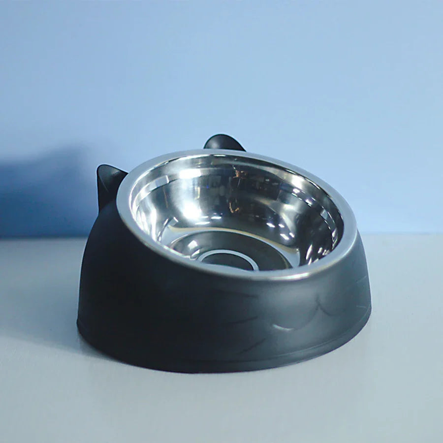 Stainless Steel Cat and Dog Bowl with Cervical Protection - Slanted Mouth Pet Food Bowl-My Little Pet