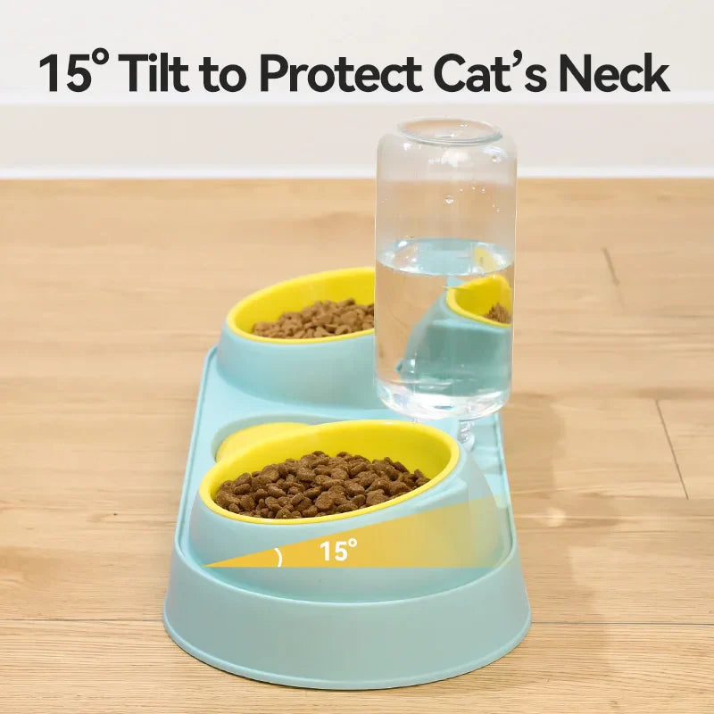 3-in-1 Cat Feeding Station with Automatic Water Dispenser-My Little Pet
