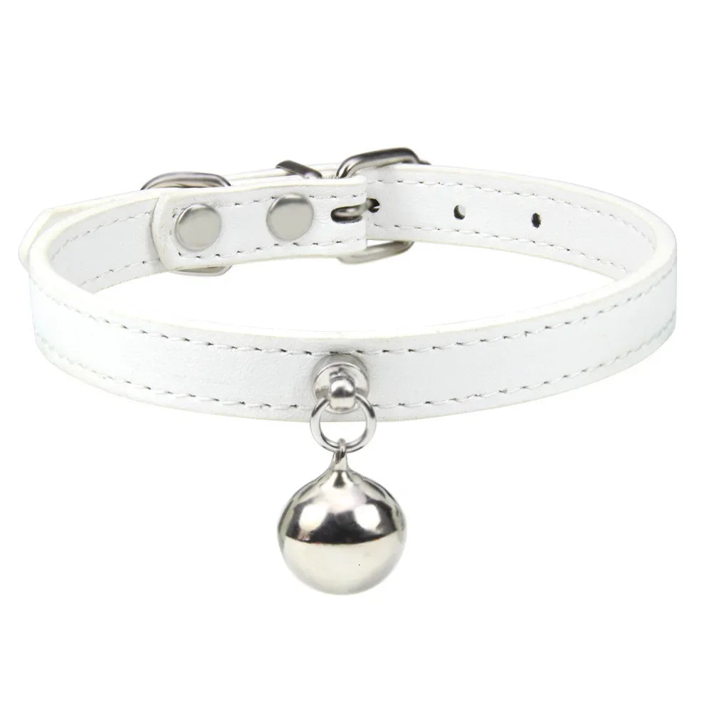 Customizable PU Leather Cat Collar with Bell and Engraving Options-My Little Pet