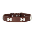 Bone-Accented Leather Dog Collar – Durable and Stylish for Pets - My Little Pet