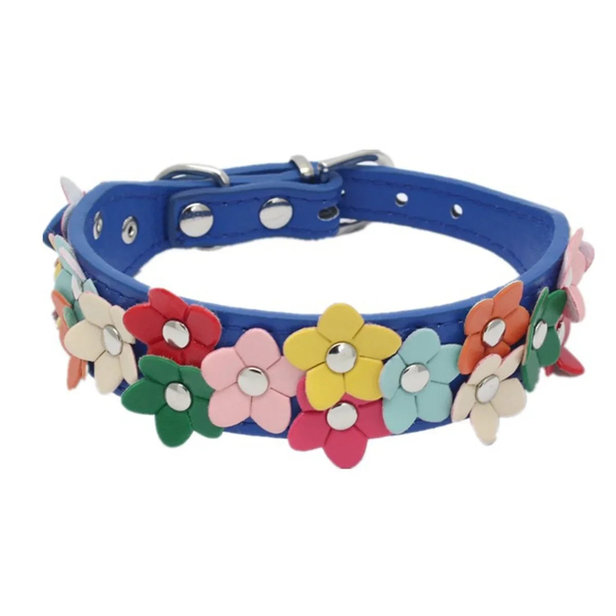 Floral Faux Leather Pet Collar for Dogs and Cats-My Little Pet