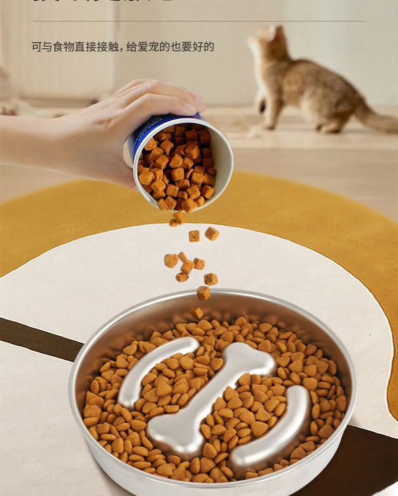 Anti-Choking Slow Feeder Dog Bowl in Stainless Steel-My Little Pet
