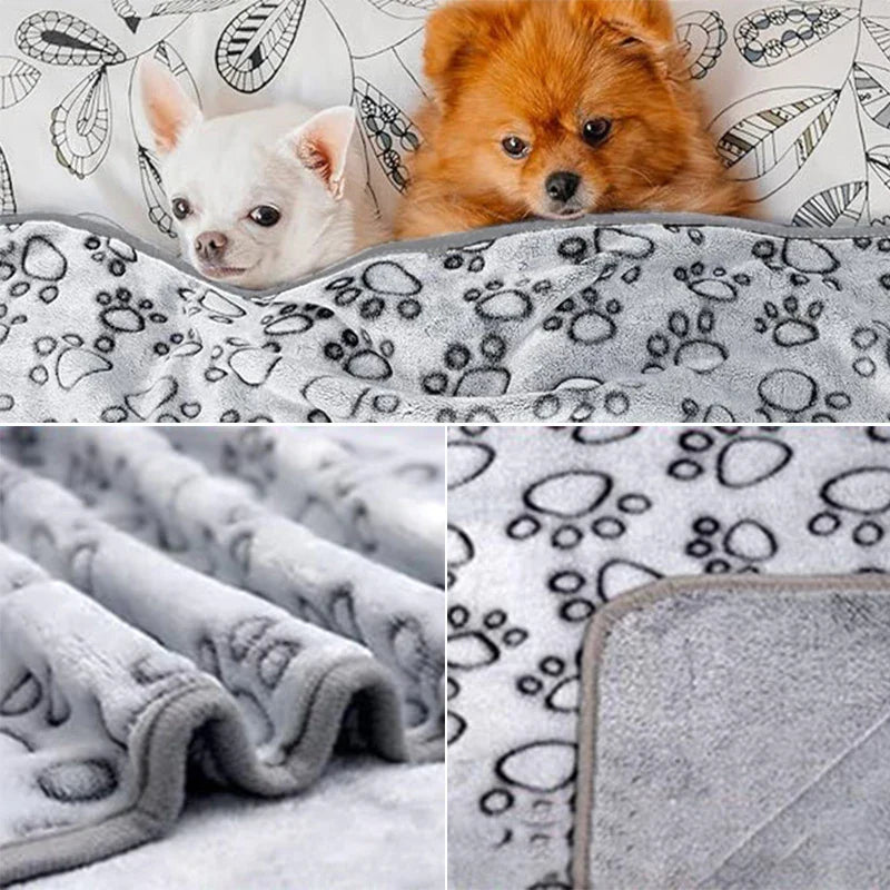 Adorable Pet Blanket in Soft Coral Fleece with Cute Cartoon Design-My Little Pet