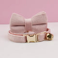 Personalized Velvet Cat Collar with Bow Tie and Name Plate-My Little Pet