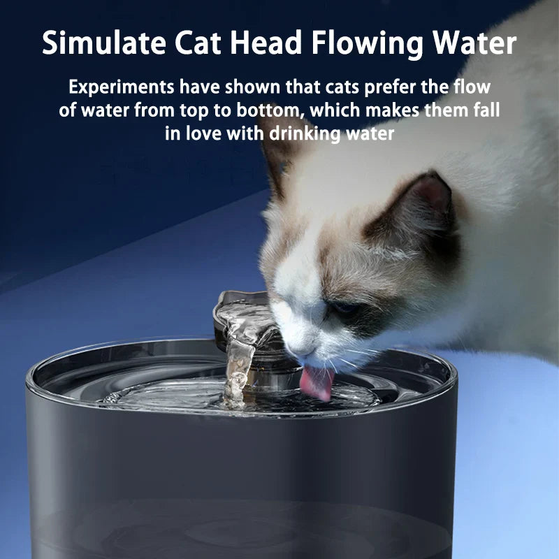USB Electric Cat Water Fountain with Cat Ear Design and Quiet Pump-My Little Pet