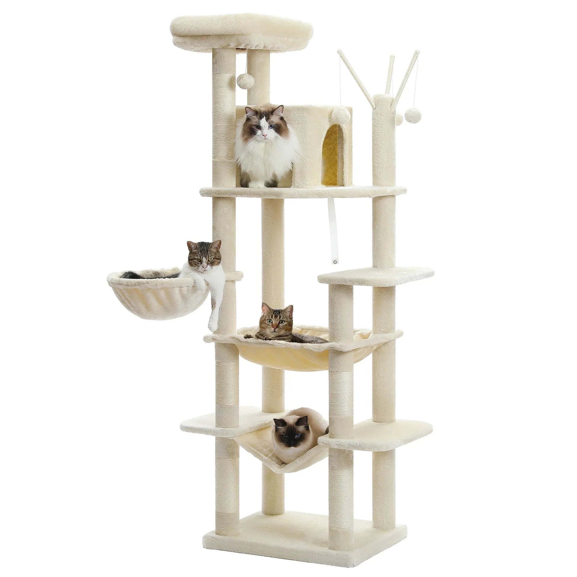 Deluxe Multi-Cat Tower Tree - 175cm High with 6-Tier Structure-My Little Pet