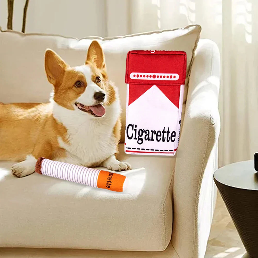 Cigarette Themed Dog Chew Toy Set – Interactive Plush Chew Toy for Dogs-My Little Pet