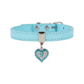 Adjustable PU Leather Pet Collar with Rhinestone Heart and Bling for Small to Medium Dogs and Cats-My Little Pet