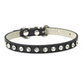 Elegant Leather Cat and Small Dog Collar with Rhinestone Accents-My Little Pet