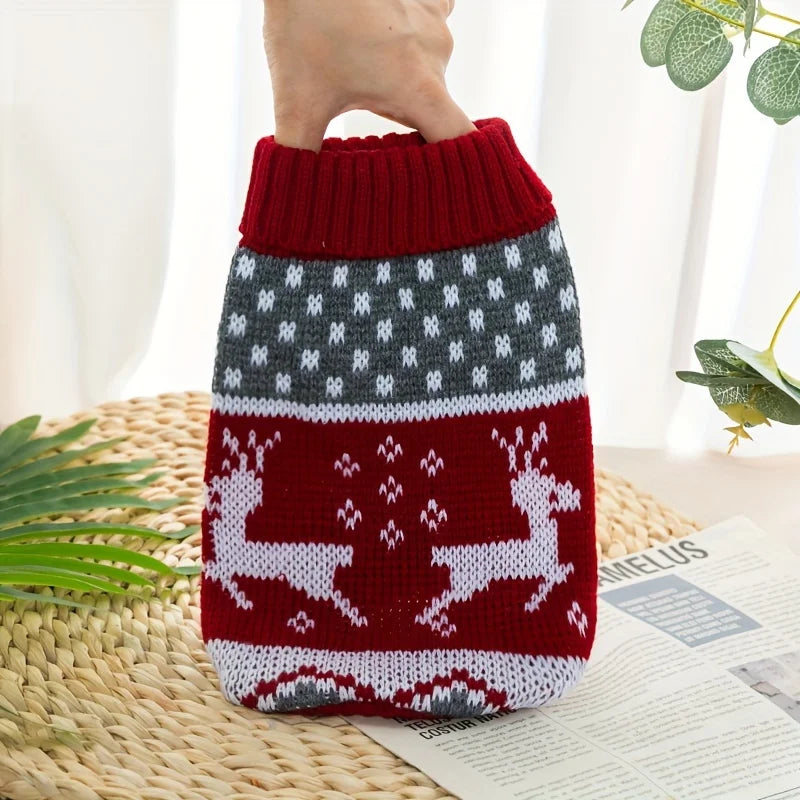 Festive Pet Sweaters for Dogs and Cats - Maroon Elk Design-My Little Pet
