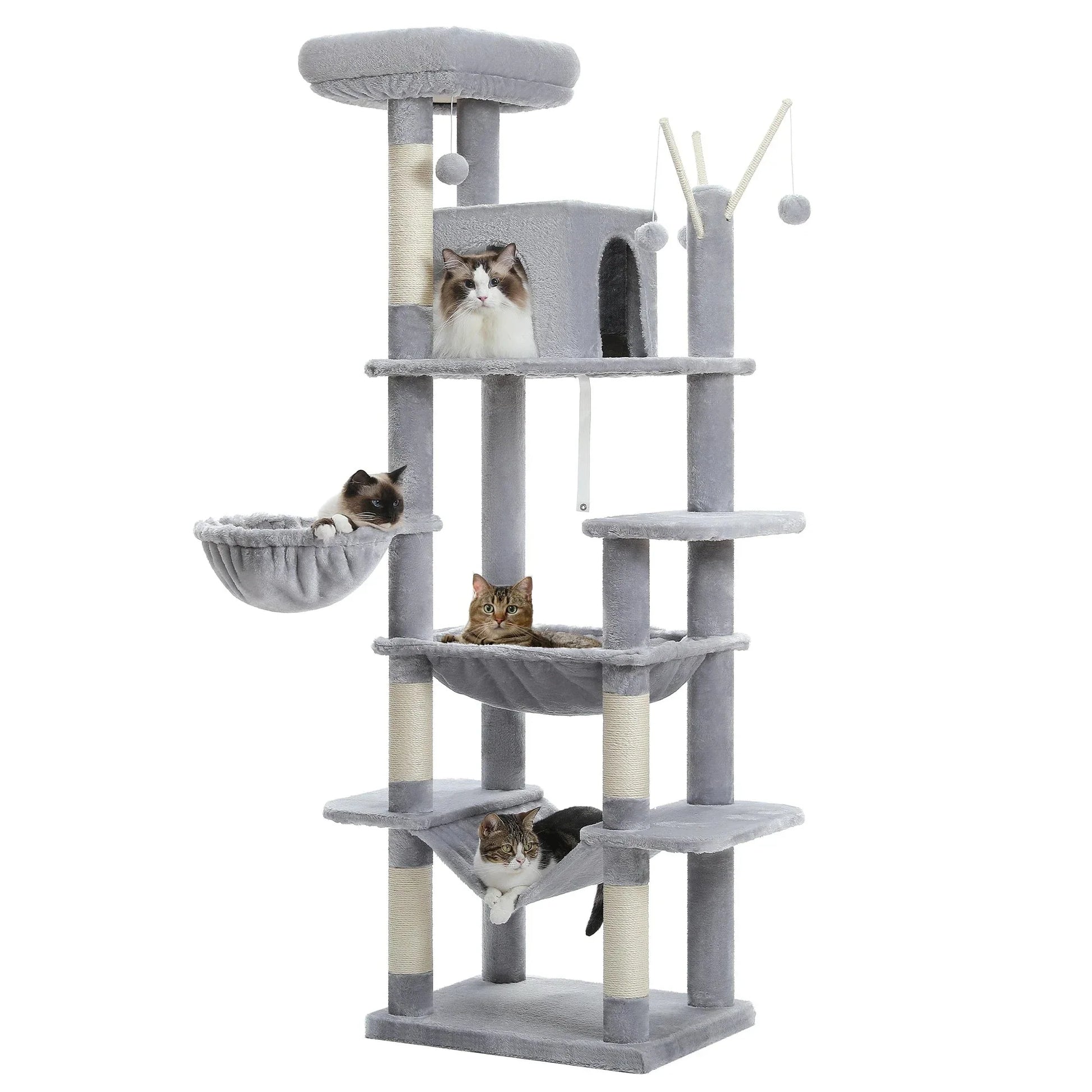 Deluxe Multi-Cat Tower Tree - 175cm High with 6-Tier Structure-My Little Pet