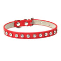 Elegant Leather Cat and Small Dog Collar with Rhinestone Accents-My Little Pet