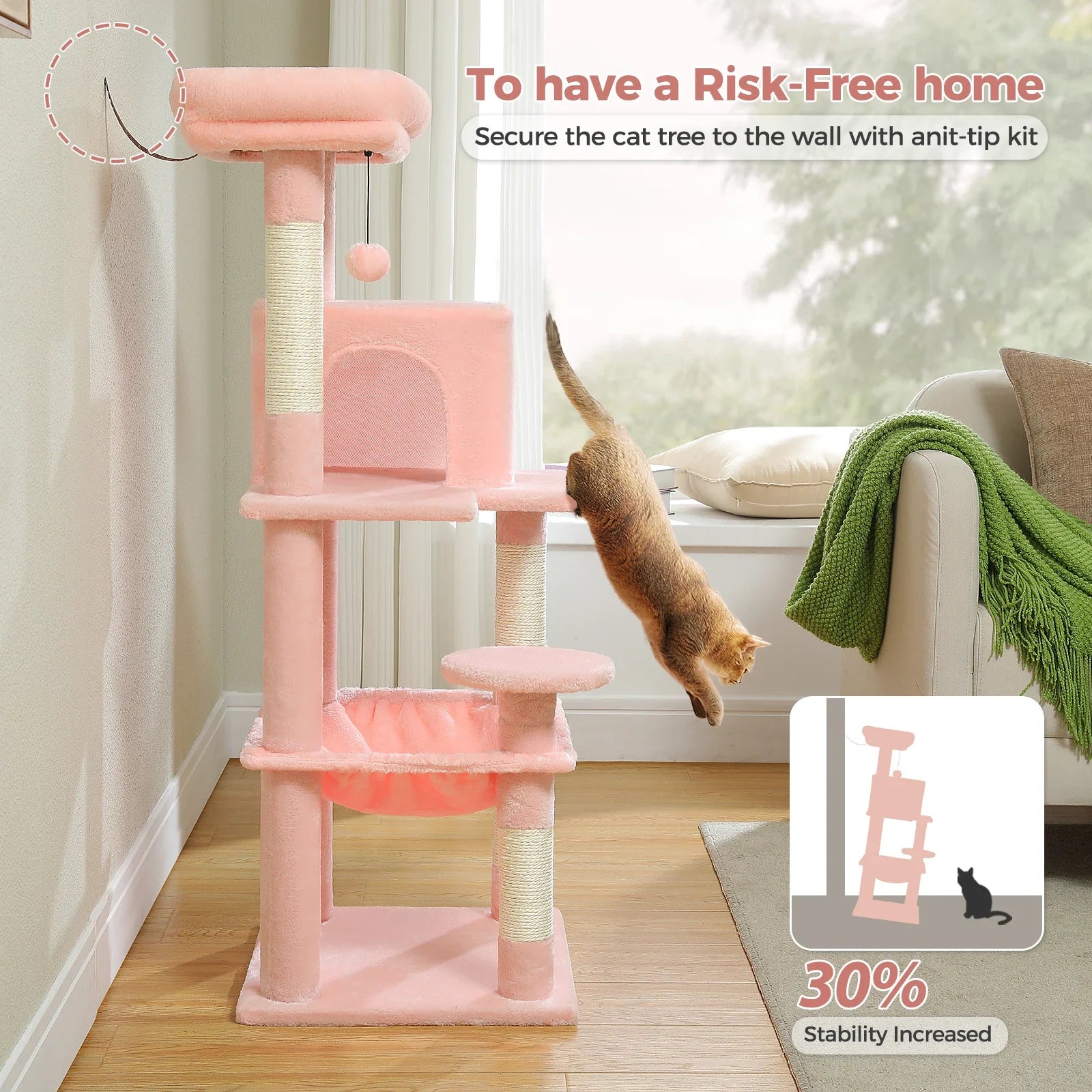 5-Level Indoor Cat Tree with Metal Frame and Top Perch-My Little Pet