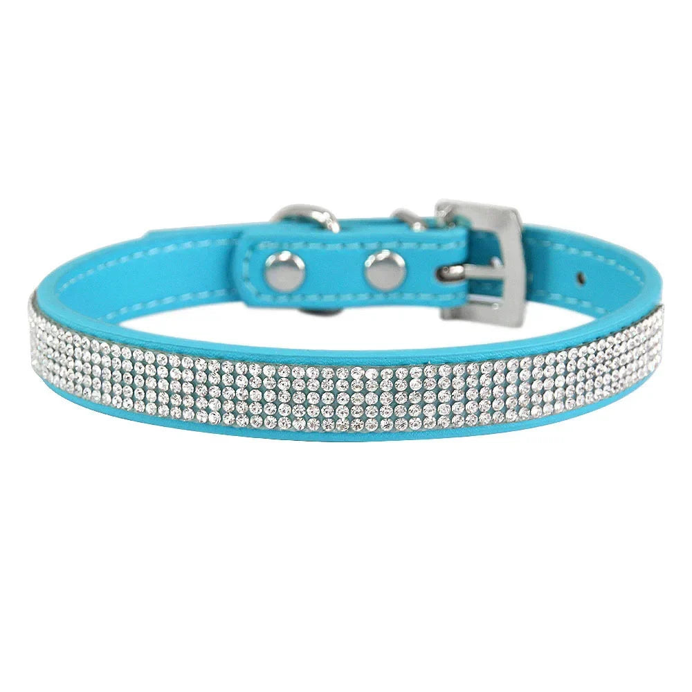 Elegant Rhinestone Leather Pet Collar-My Little Pet