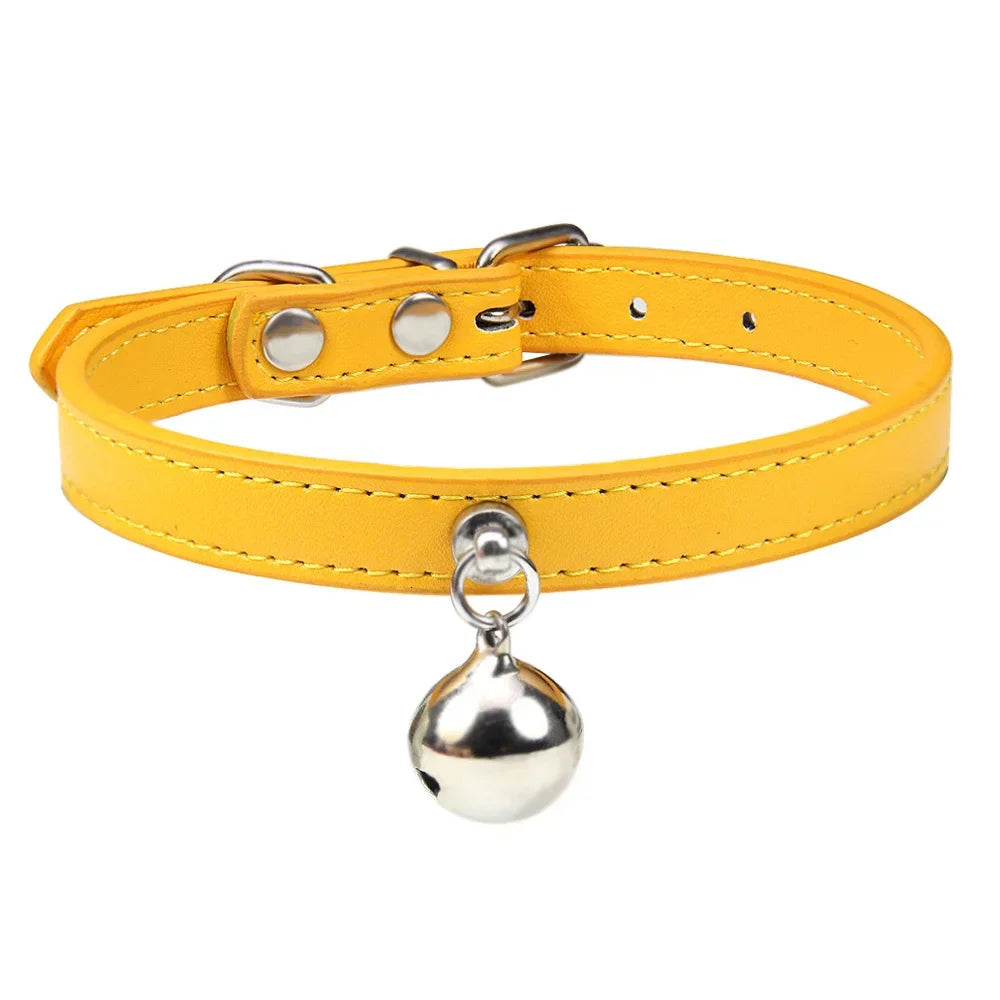 Customizable PU Leather Cat Collar with Bell and Engraving Options-My Little Pet