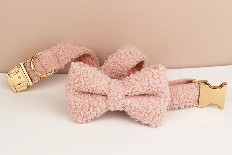 Handmade Teddy Fabric Dog Collar - Personalized Engraving Available-My Little Pet