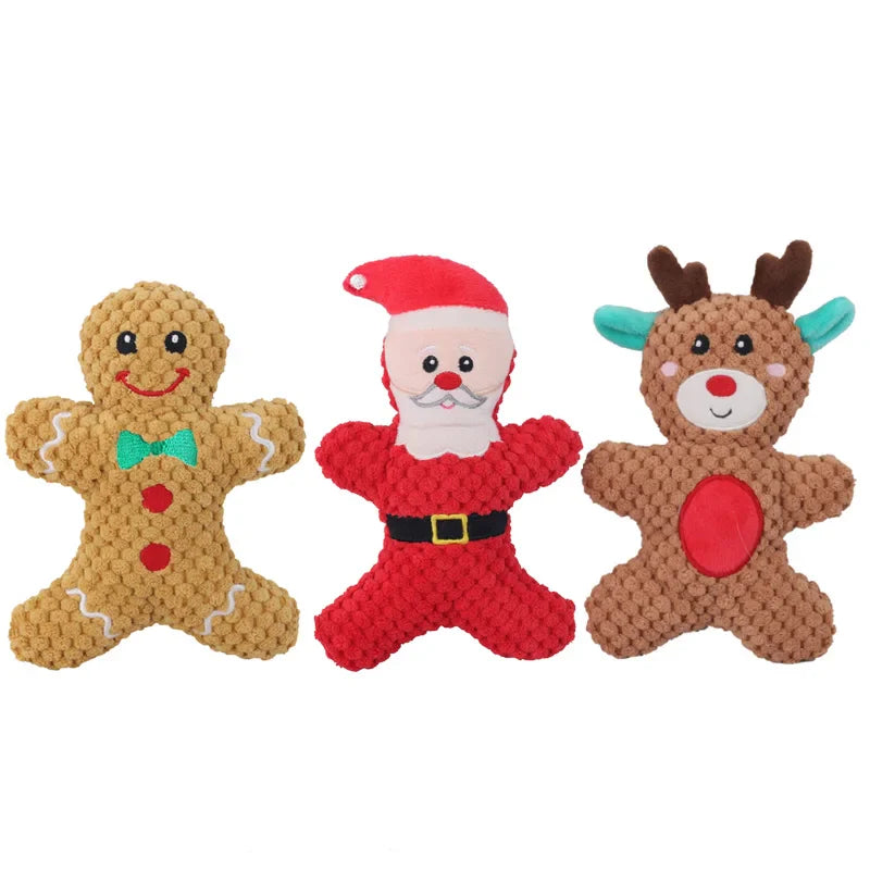 Christmas Themed Plush Dog Toys - Squeaky, Soft, and Fun-My Little Pet